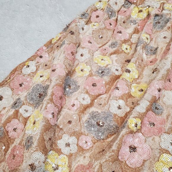 NWT Cider Beige Velvet Sequin Flowers Romantic Spring Strapless Mini Dress 3XL - Picture 5 of 16